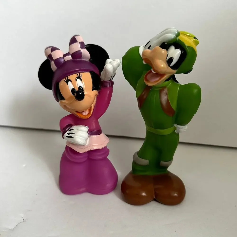 Vintage Minnie Mouse Goofy Roadster Racer Figures Rubber Replacement Toy